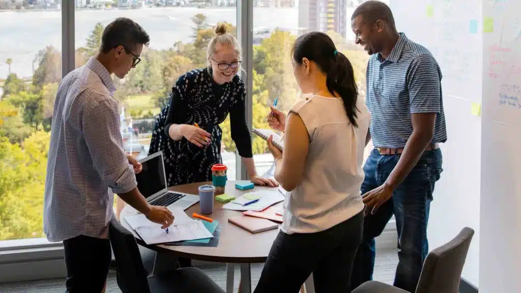 Team discussion in a retrospective meeting