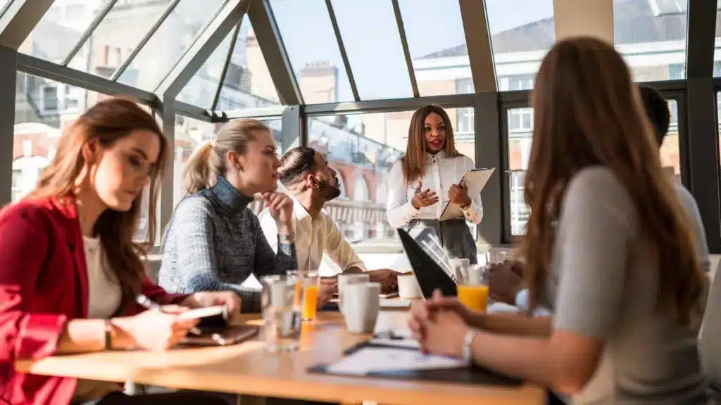 Professional women engaging in a workshop or meeting such as scenario planning